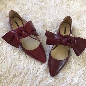 Zara Cranberry Bow Flats